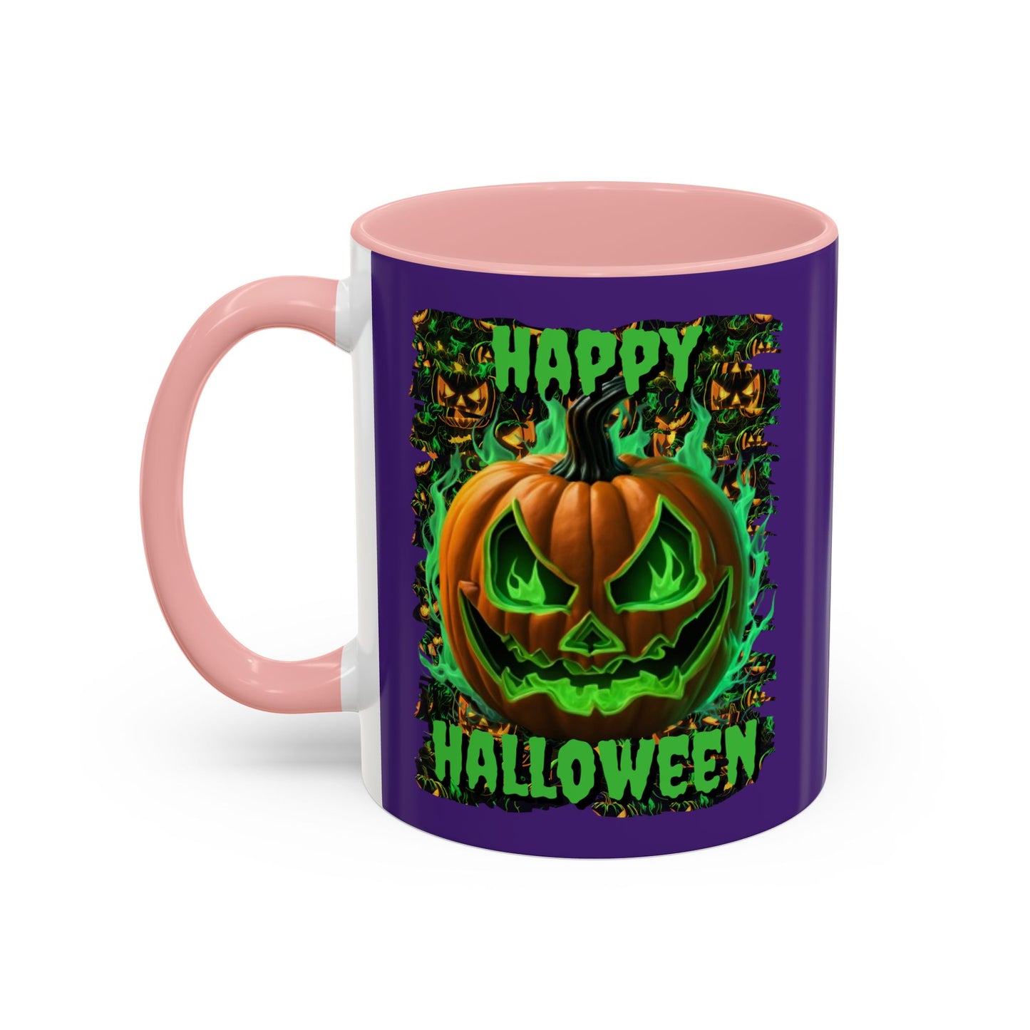 Happy Halloween Green Jack Purple Accent Mug by CreepyCrafts.boo