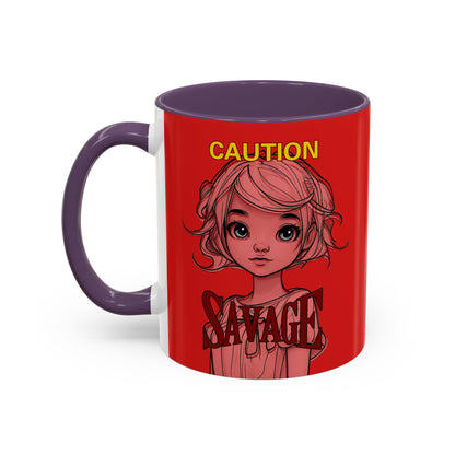 Caution, Savage Red Accent Mug by cypherpunkgear.com