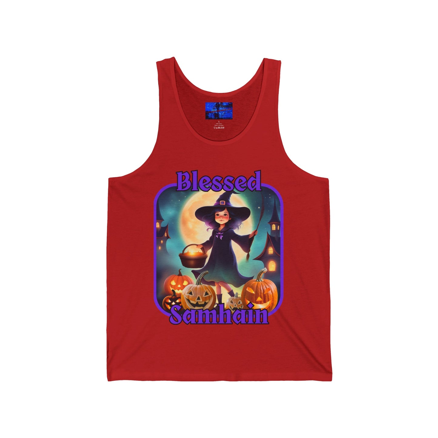 Blessed Samhain Little Witch PRfont Unisex Jersey Tank Top by cypherpunkgear