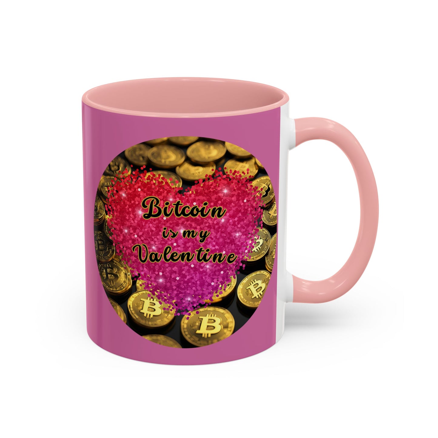 Bitcoin is My Valentine Pink Accent Mug by cypherpunkgear.com
