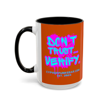 Don't Trust...Verify. Orange Accent Mug by cypherpunkgear.com