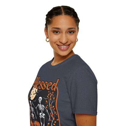 Spooktacular Skeletons of Samhain Dark colors Unisex T-Shirt by CreepyCrafts.boo