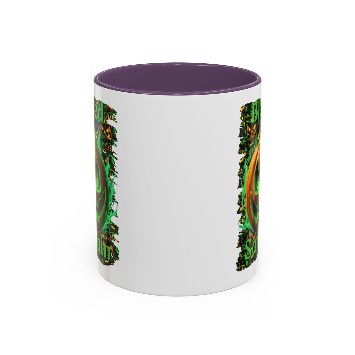 Blessed Samhain Green Jack White Accent Mug by CreepyCrafts.boo