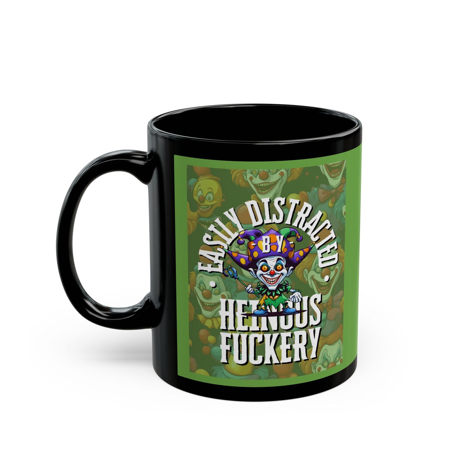 Easily Distracted by Heinous Fuckery Little Jinx Green Mug by cypherpunkgear.com