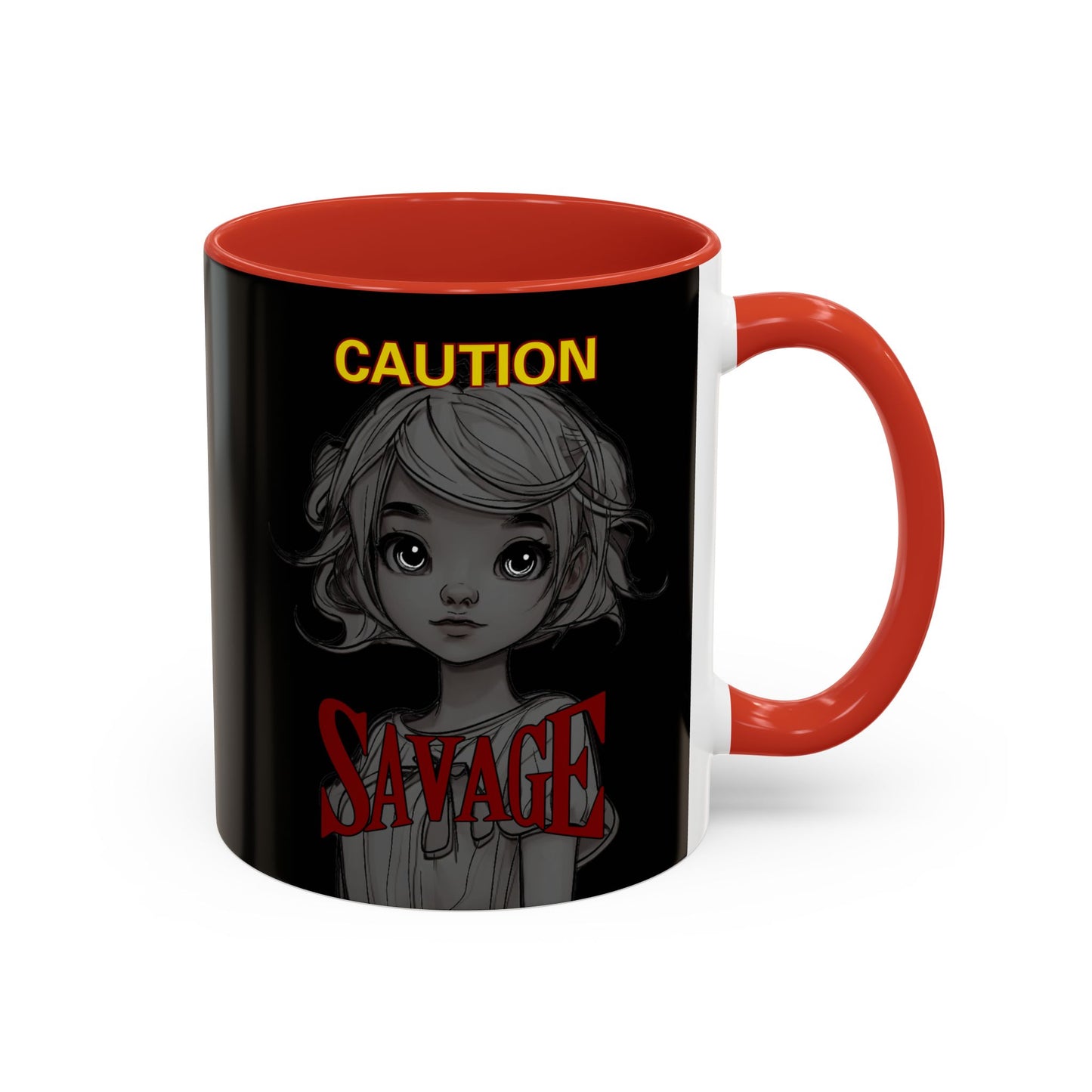 Caution, Savage Black Accent Mug by cypherpunkgear.com