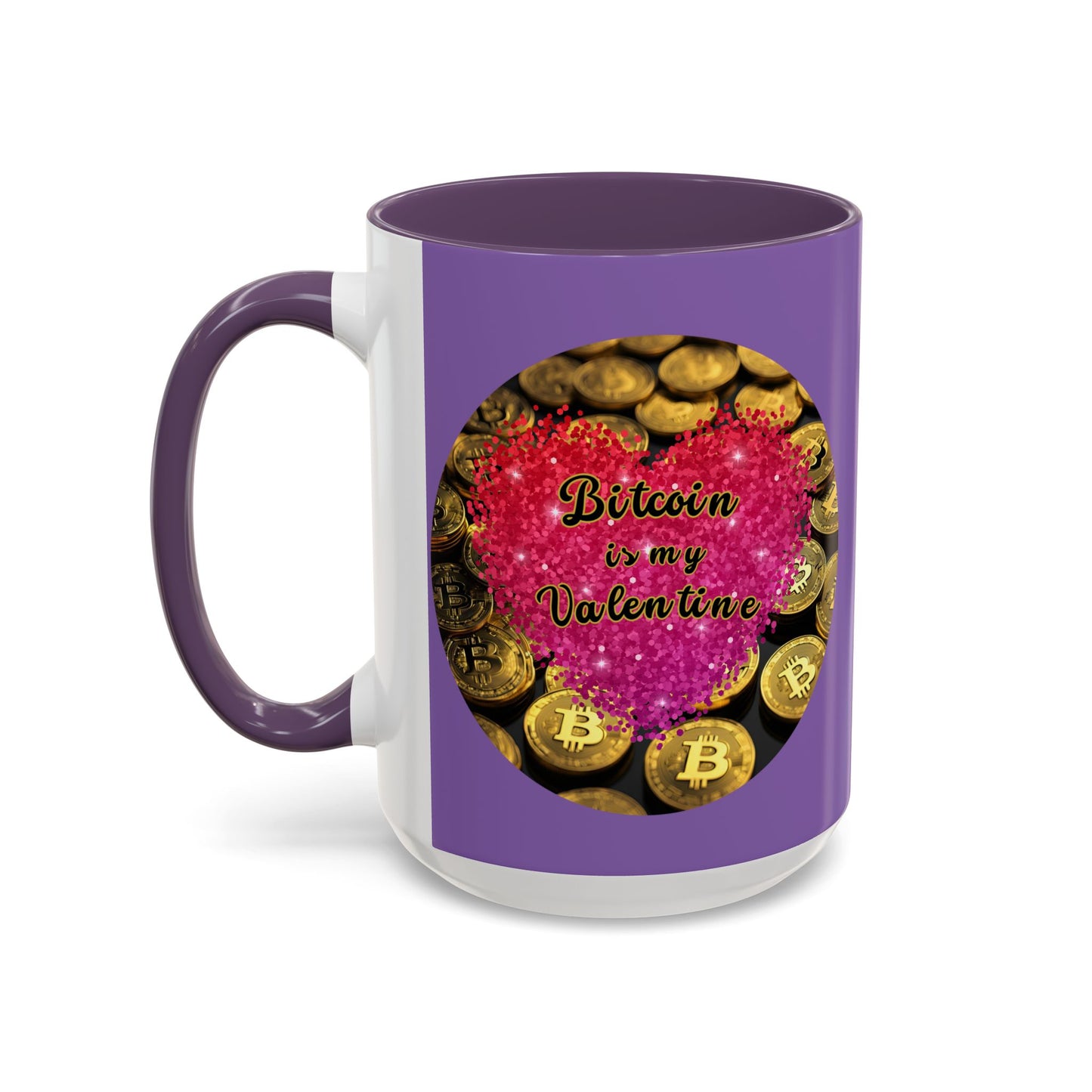 Bitcoin is My Valentine Light Purple Accent Mug by cypherpunkgear.com