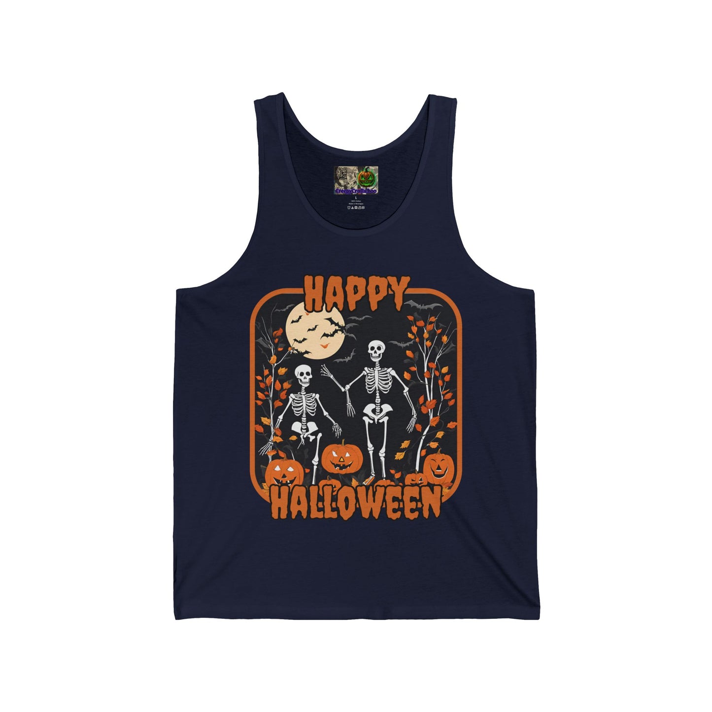 Spooktacular Skeletons of Halloween Unisex Jersey Tank Top by CreepyCrafts.boo