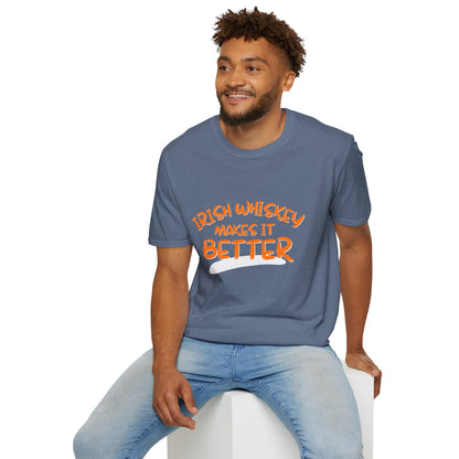Irish Whiskey makes it better OGfont DKcolors Unisex T-Shirt by cypherpunkgear.com