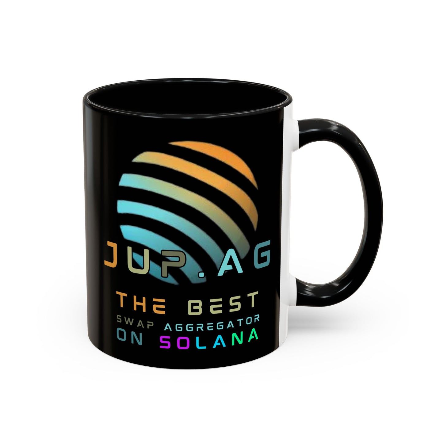 Jupiter (JUP) the best aggregator on Solana Black Accent Mug by cypherpunkgear.com