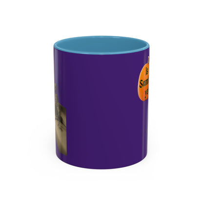 Is it Samhain yet? Skeleton's Pumpkin Purple Accent Mug by CreepyCrafts.boo