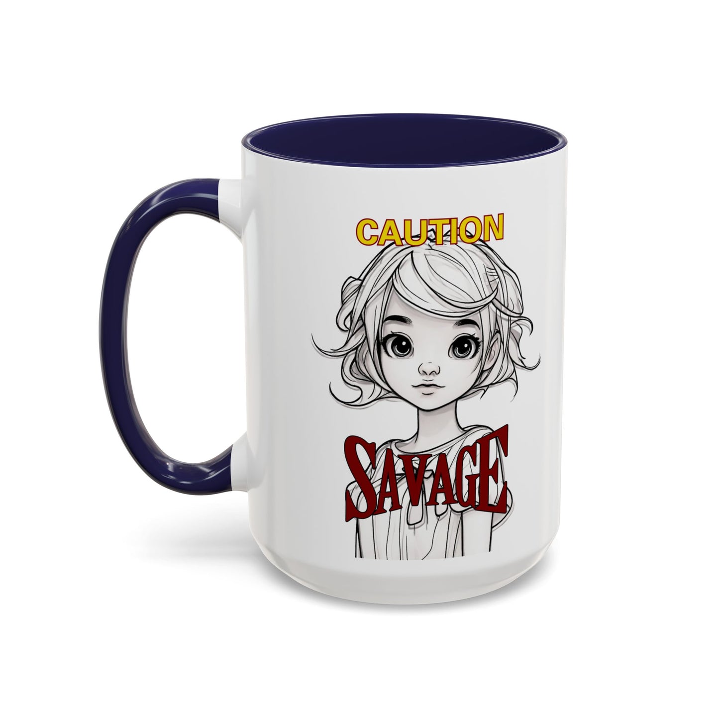 Caution, Savage White Accent Mug by cypherpunkgear.com