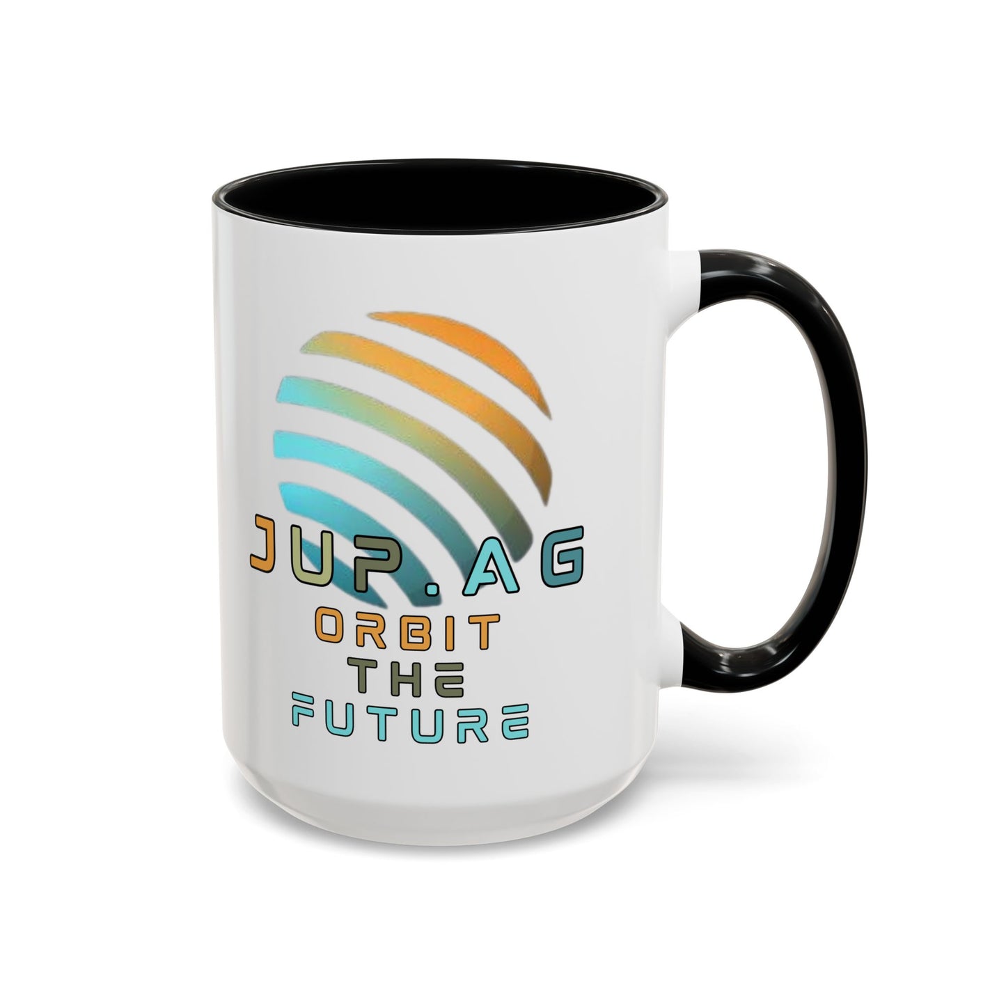 Jupiter (JUP) Orbit the Future White Accent Mug by cypherpunkgear.com