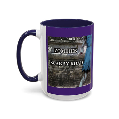 2-sided, Scabby Road Purple Accent Mug by CreepyCrafts.boo