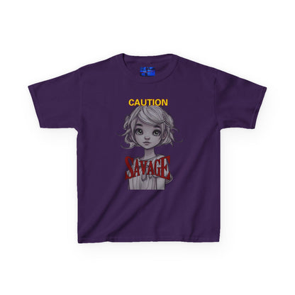 Caution: Small but Savage Kids Heavy Cotton Tee by cypherpunkgear.com