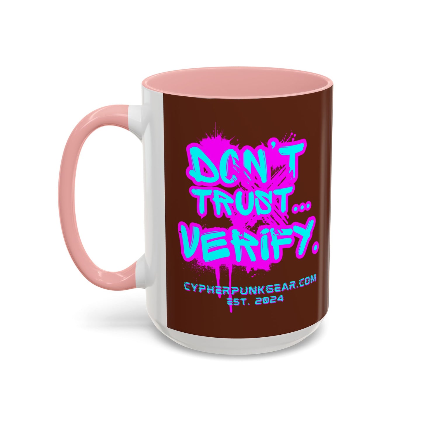 Don't Trust...Verify. Brown Accent Mug by cypherpunkgear.com