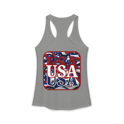 ¡EE.UU! ¡EE.UU! ¡EE.UU! ¡Patriot de 2 caras de cypherpunkgear! Camiseta sin mangas ideal con espalda cruzada para mujer