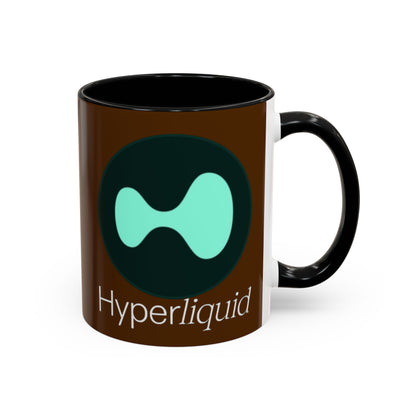 Hyperliquid White font Brown Accent Mug by cypherpunkgear.com