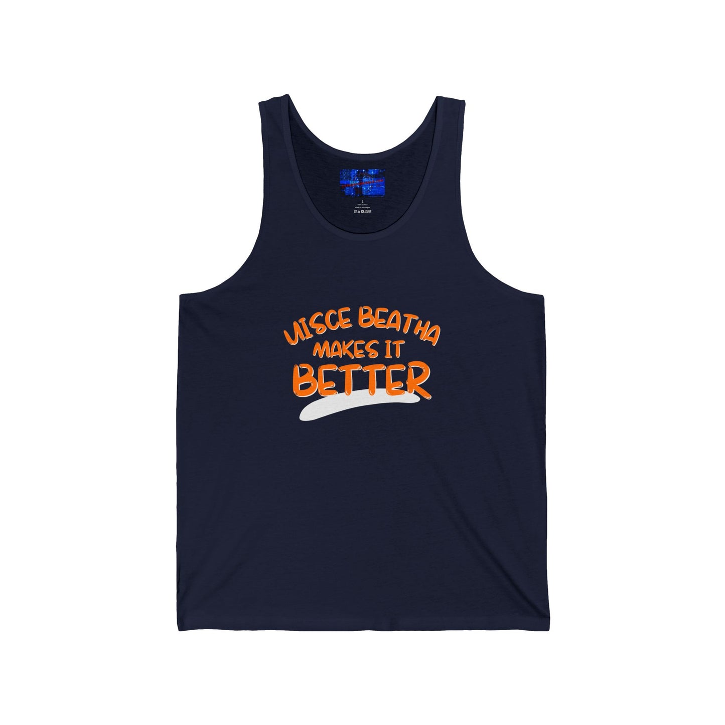 Uisce Beatha makes it better Orange font Unisex Jersey Tank Top by cypherpunkgear.com