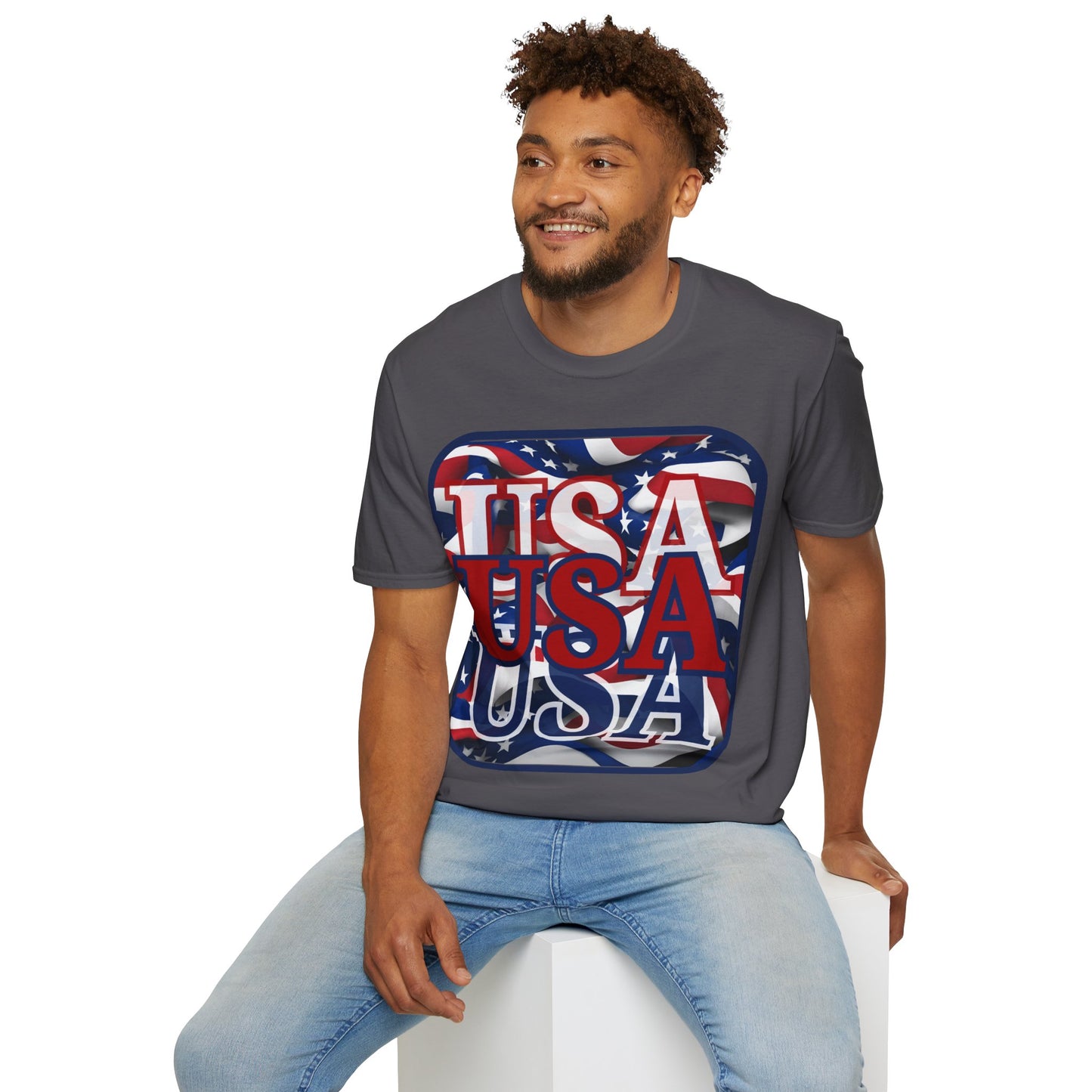 RED White and Blue USA Patriot Dark colors Unisex T-Shirt by cypherpunkgear.com