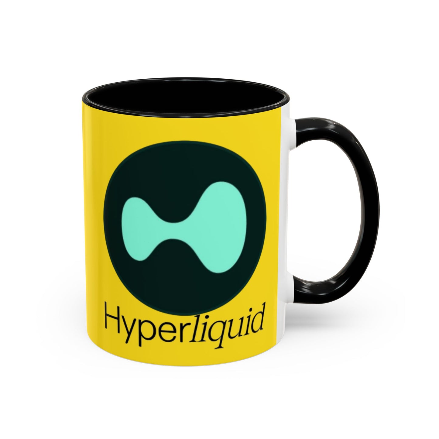 Hyperliquid Black font Yellow Accent Mug by cypherpunkgear.com