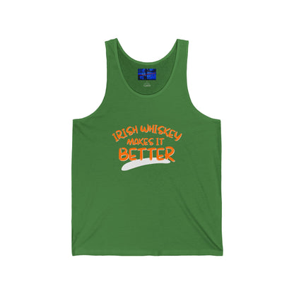Irish Whiskey makes it better OGfont Unisex Jersey Tank Top by cypherpunkgear.com