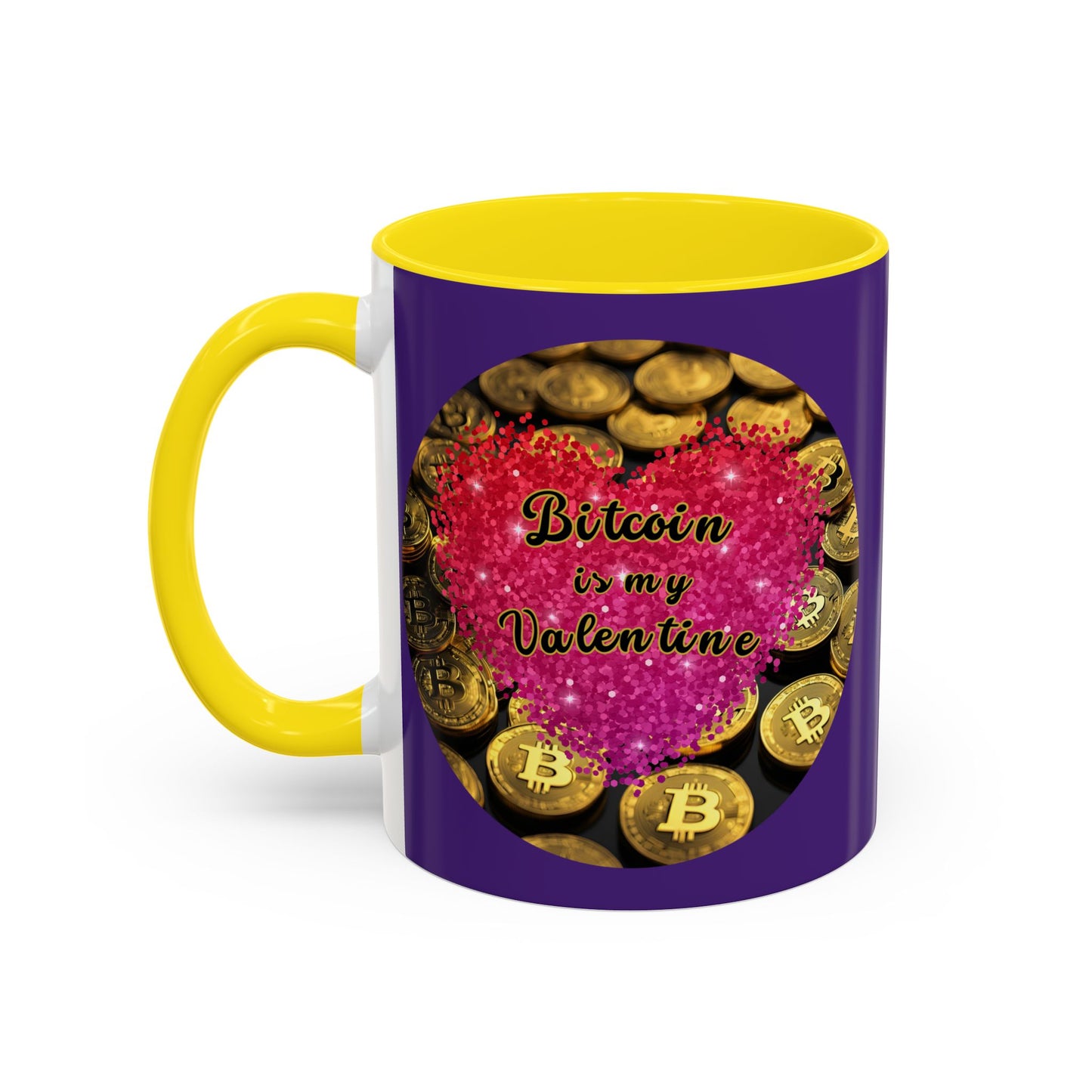 Bitcoin is My Valentine Purple Accent Mug by cypherpunkgear.com