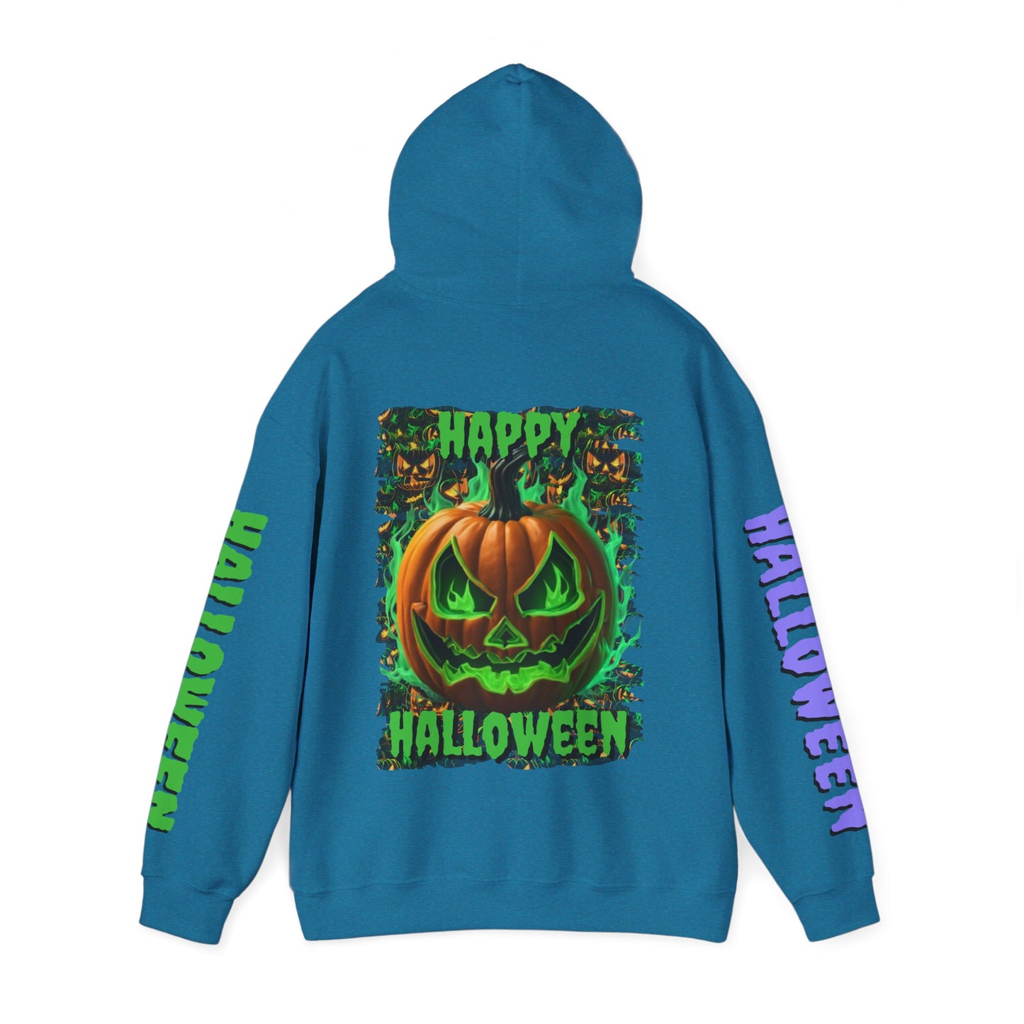 Happy Halloween Green Jack Hoodie Unisex Hooded Sweatshirt by CreepyCrafts.boo