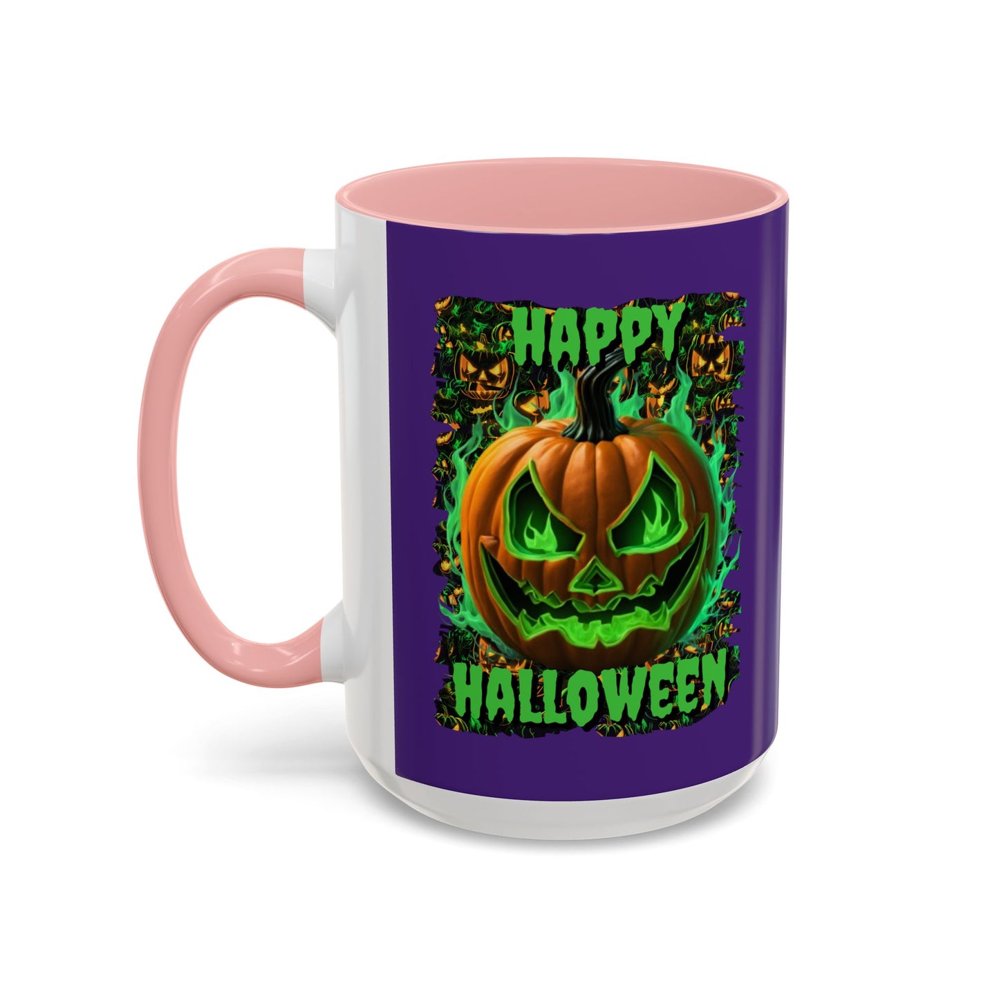 Happy Halloween Green Jack Purple Accent Mug by CreepyCrafts.boo