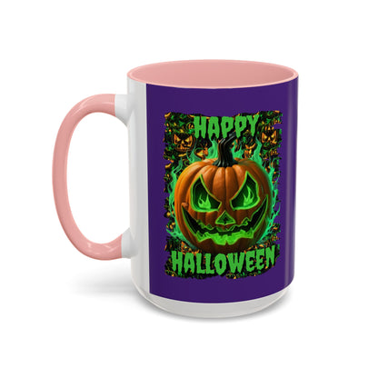 Happy Halloween Green Jack Purple Accent Mug by CreepyCrafts.boo