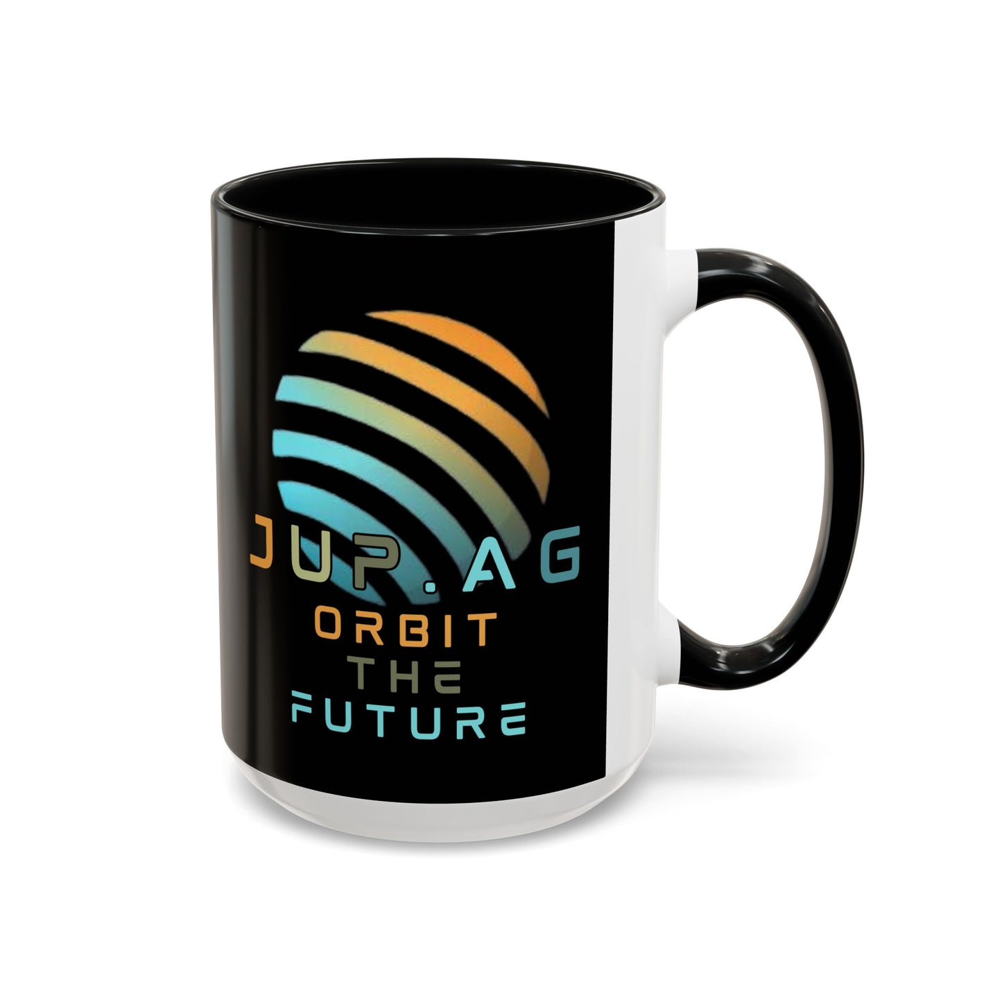 Jupiter (JUP) Orbit the Future Black Accent Mug by cypherpunkgear.com