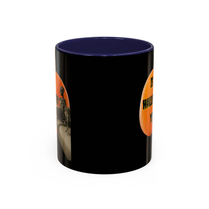 Is it Halloween yet? Skeleton's Giant Pumpkin Black Accent Mug by CreepyCrafts.boo