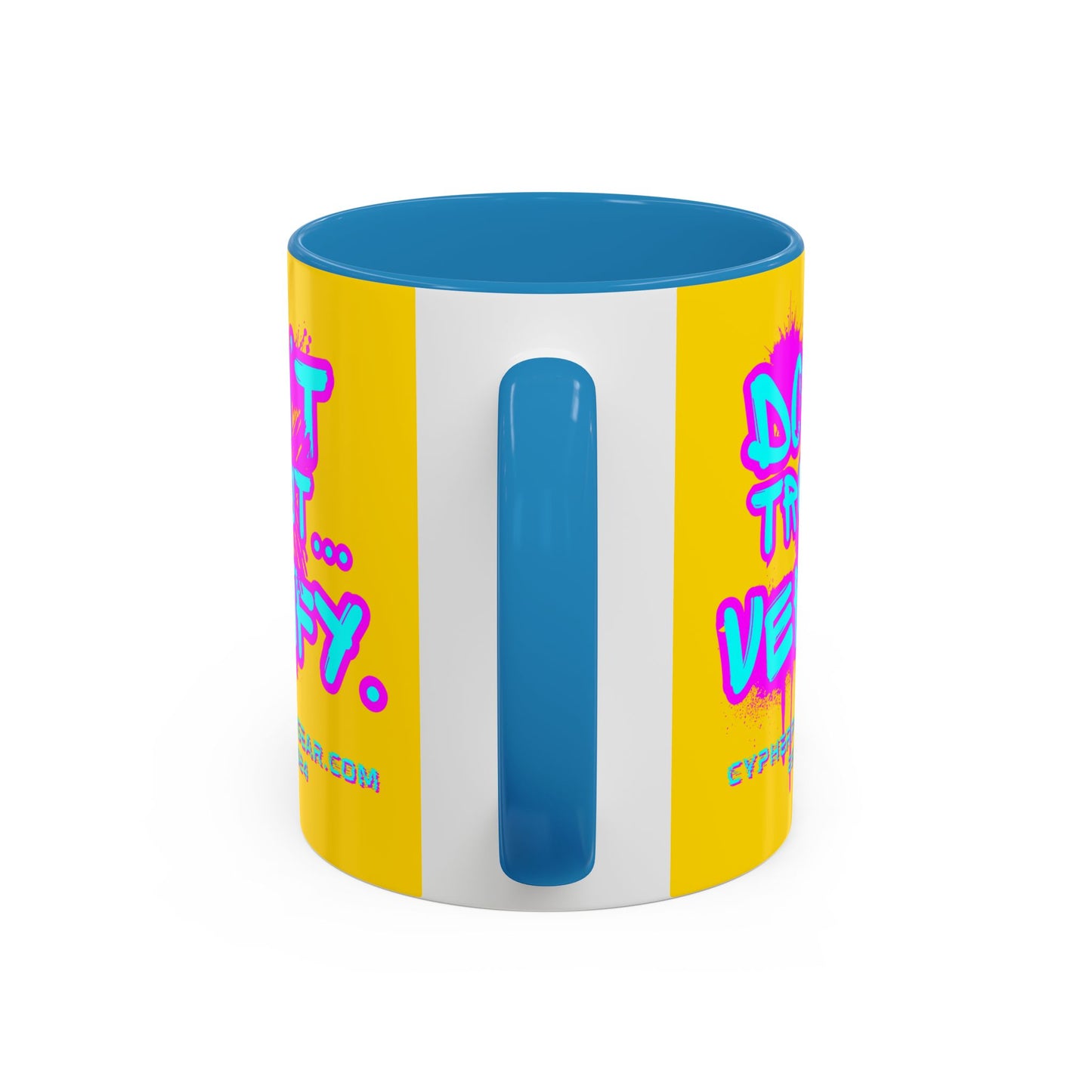 Don't Trust...Verify. Yellow Accent Mug by cypherpunkgear.com