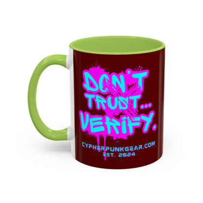 Don't Trust...Verify. Red Accent Mug by cypherpunkgear.com