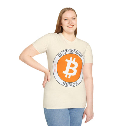 Bitcoin Decentralized Freedom LTcolors Unisex T-Shirt by cypherpunkgear.com
