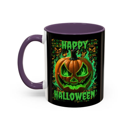 Happy Halloween Green Jack Black Accent Mug by CreepyCrafts.boo