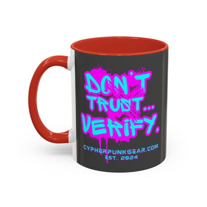 Don't Trust...Verify. Grey Accent Mug by cypherpunkgear.com