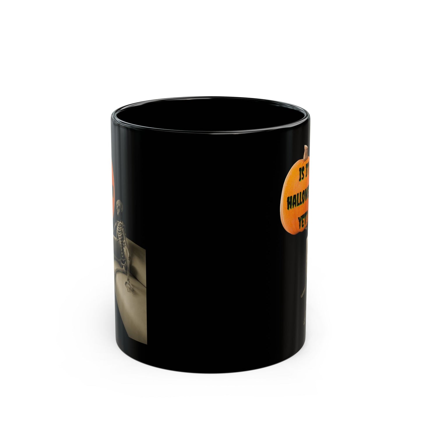 Waiting for Halloween Skeleton Black Mug by cypherpunkgear