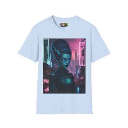 Neon Bride of Frankenstein Light colors Unisex T-Shirt by CreepyCrafts.boo