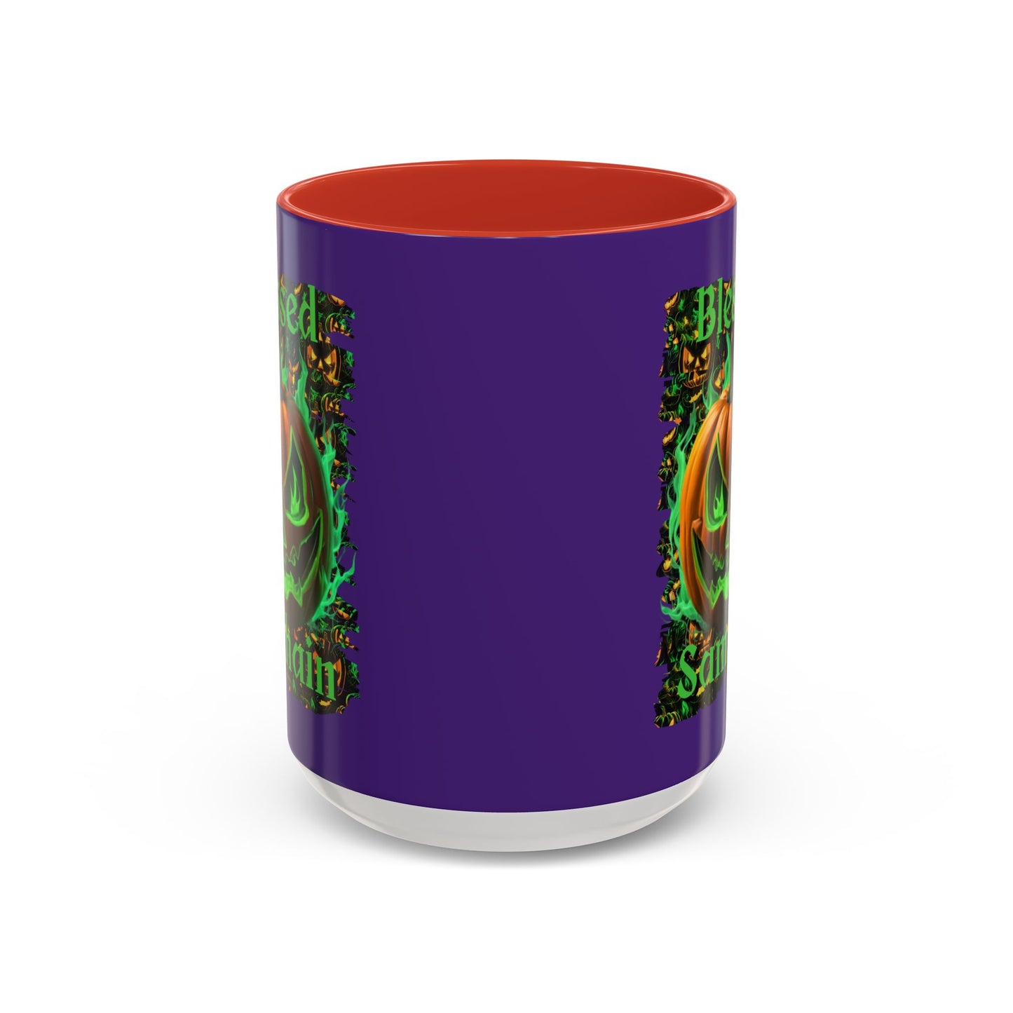 Blessed Samhain Green Jack Purple Accent Mug by CreepyCrafts.boo