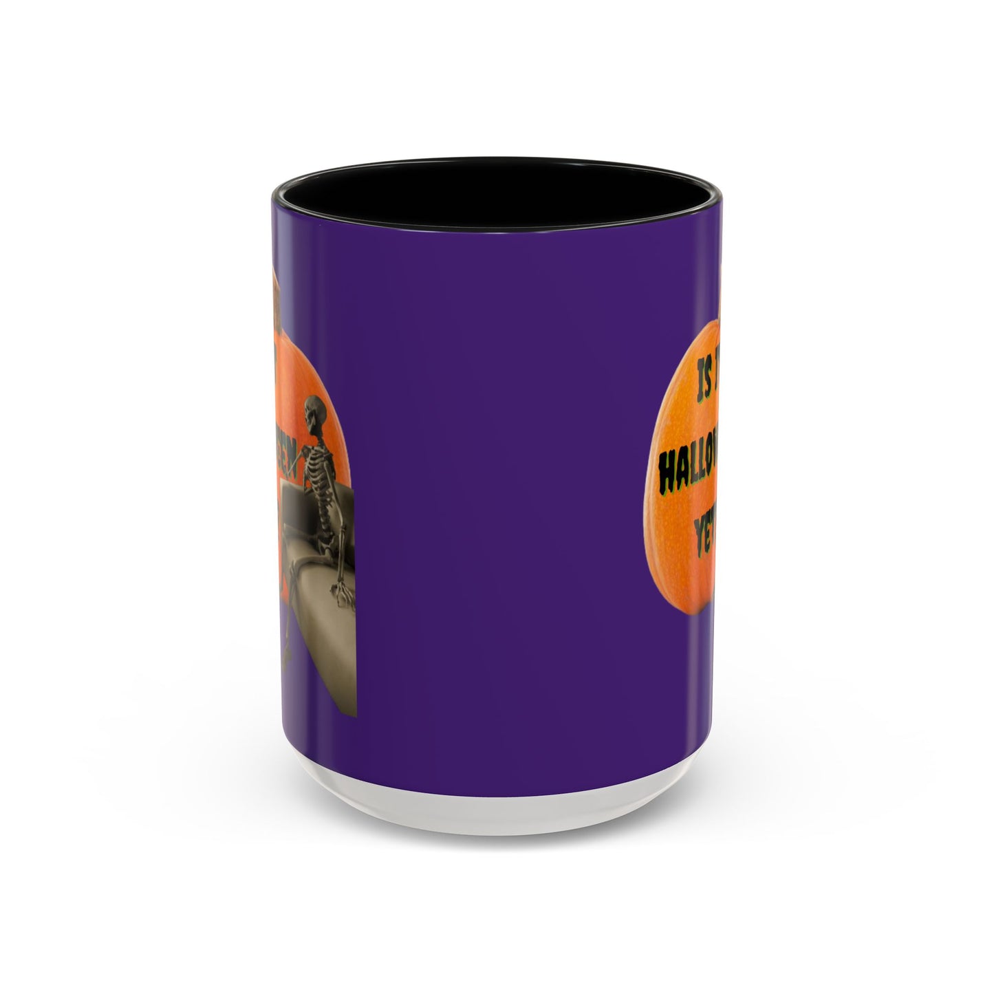 Is it Halloween yet? Skeleton's Giant Pumpkin Purple Accent Mug by CreepyCrafts.boo