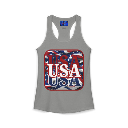 Red WHITE and Blue USA Patriot Women's Racerback Tank Top by cypherpunkgear.com