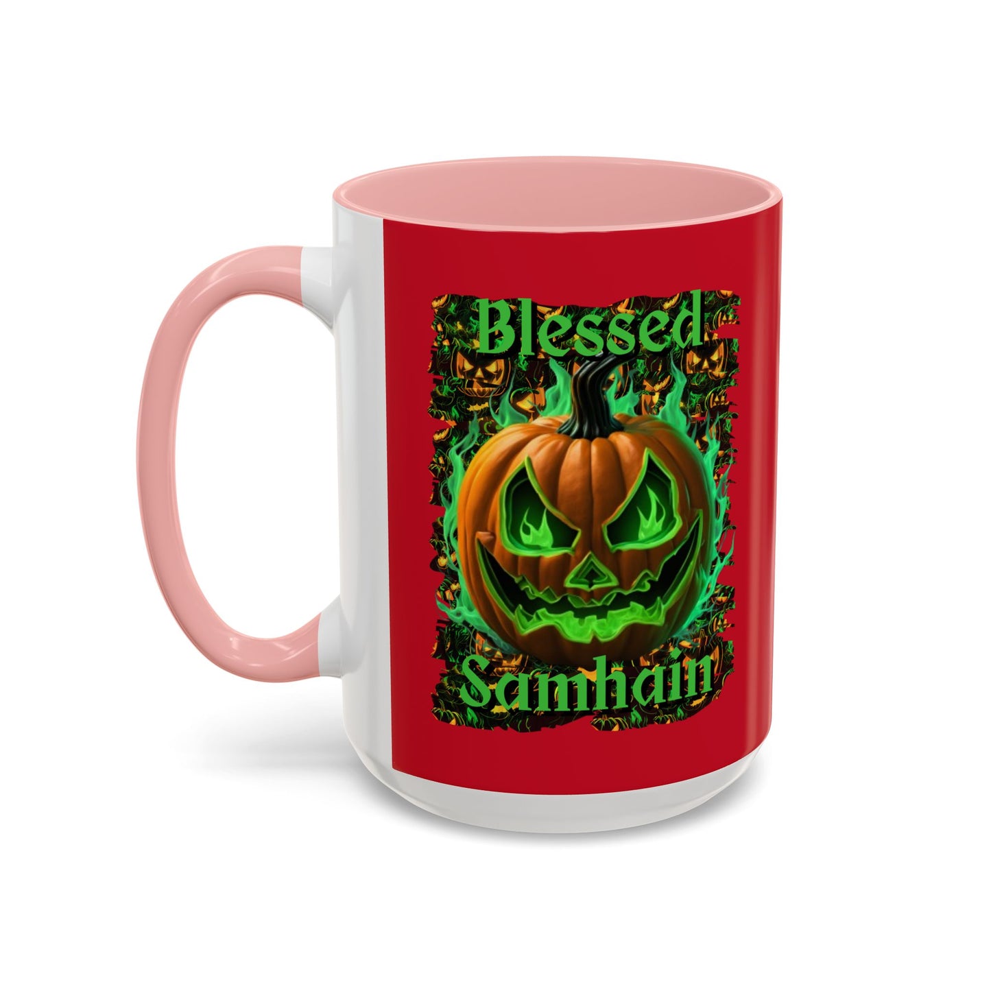 Blessed Samhain Green Jack Red Accent Mug by CreepyCrafts.boo
