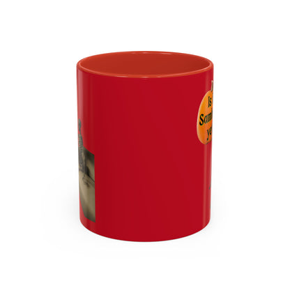 Is it Samhain yet? Skeleton's Pumpkin Red Accent Mug by CreepyCrafts.boo