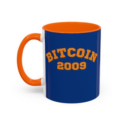 Bitcoin 2009 Dark Blue Accent Mug by cypherpunkgear.com