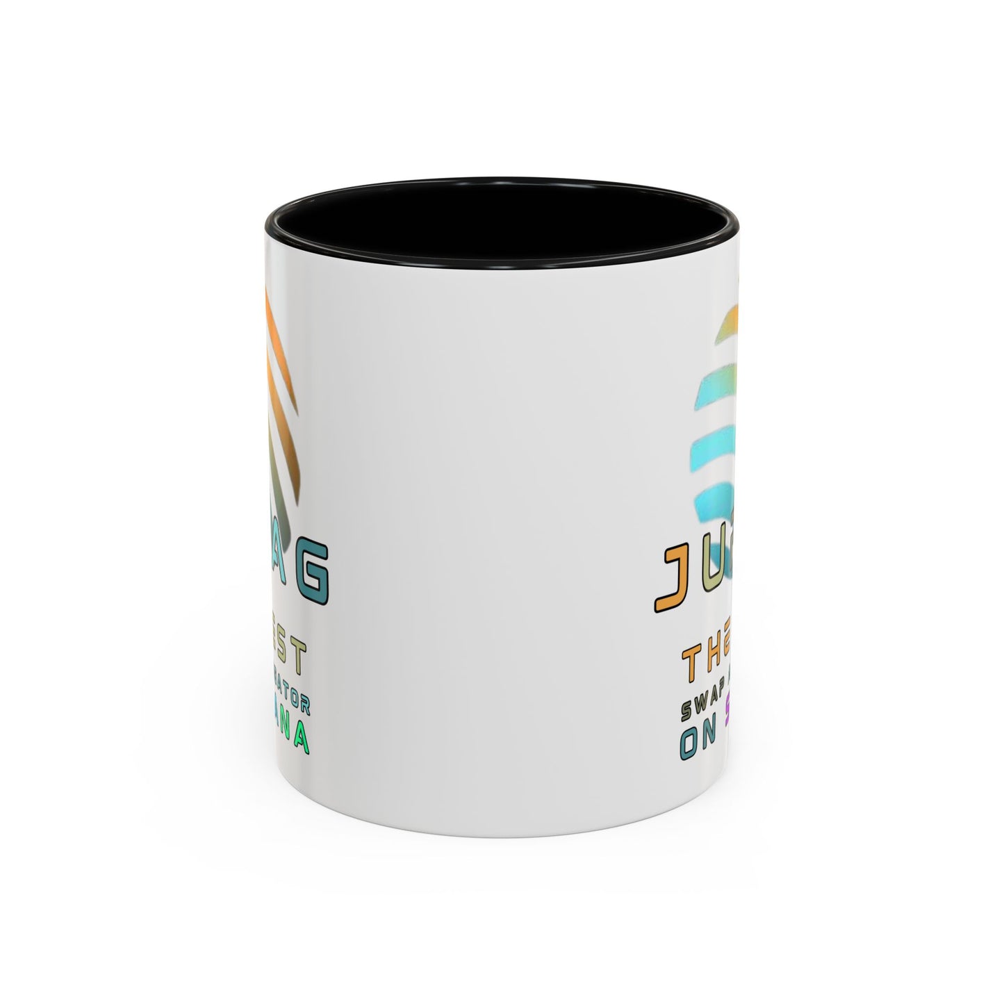 Jupiter (JUP) the best aggregator on Solana White Accent Mug by cypherpunkgear.com
