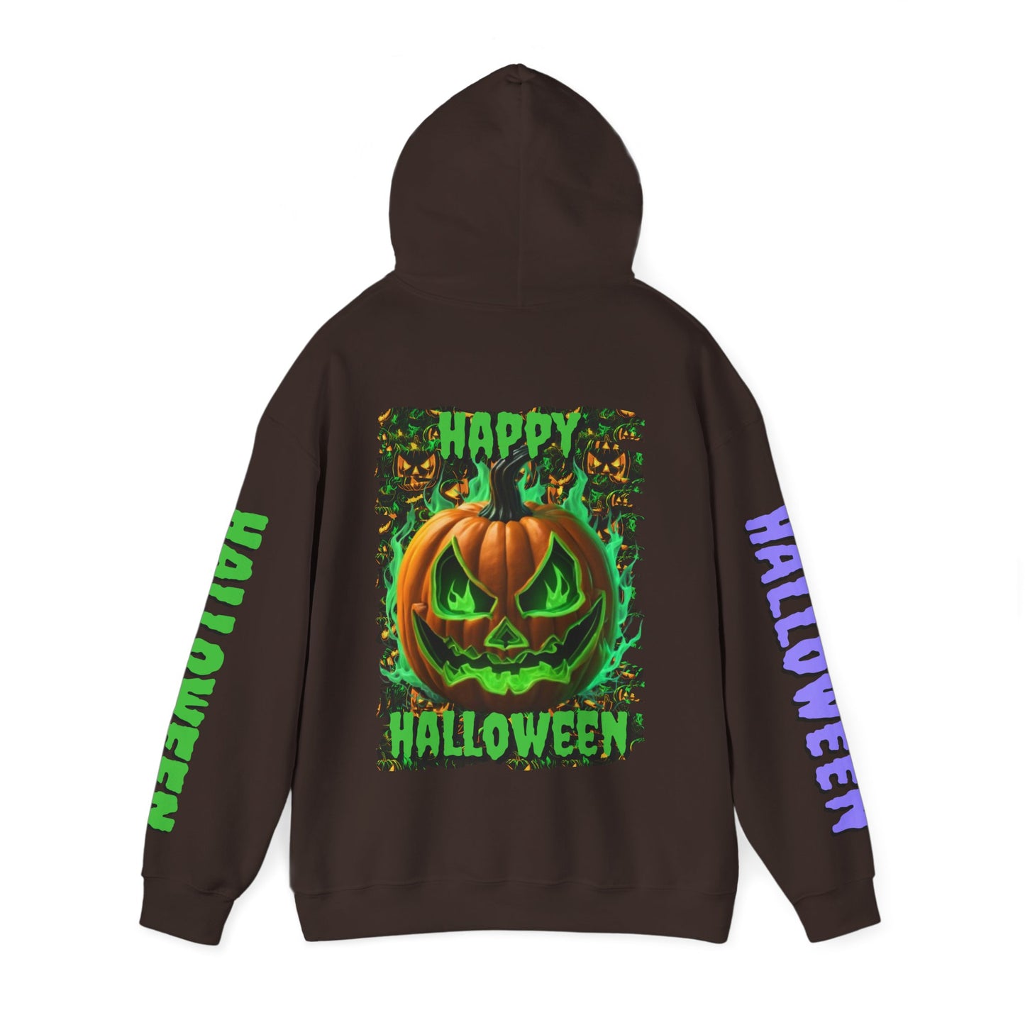 Happy Halloween Green Jack Hoodie Unisex Hooded Sweatshirt by CreepyCrafts.boo