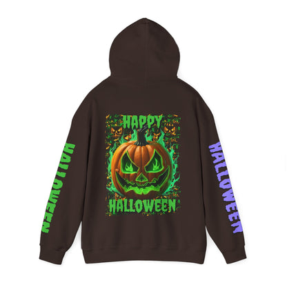 Happy Halloween Green Jack Hoodie Unisex Hooded Sweatshirt by CreepyCrafts.boo
