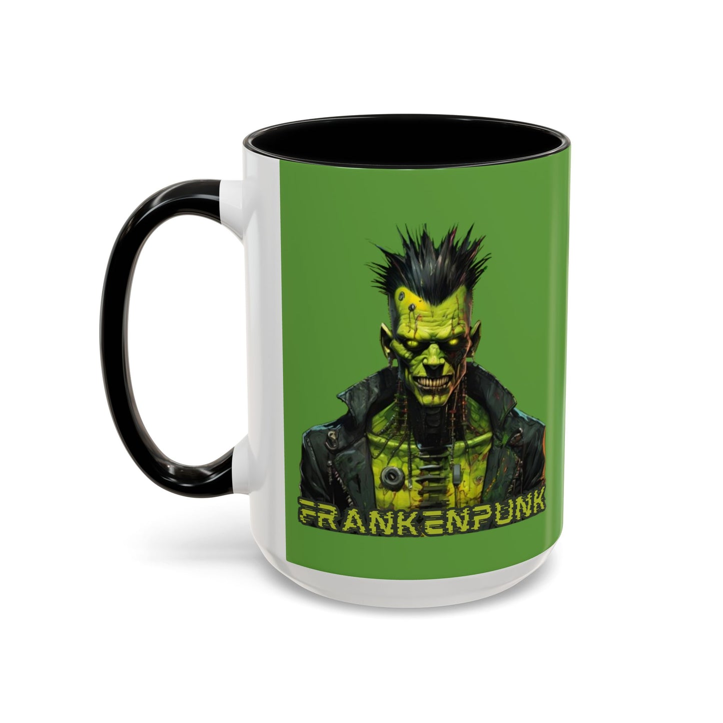 Frankenpunk Green Accent Mug by CreepyCrafts.boo