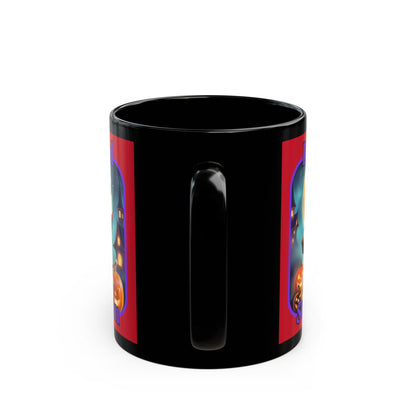 Blessed Samhain Little Witch Purple font Red Mug by CreepyCrafts.boo