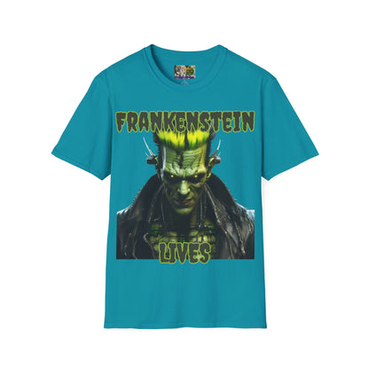 Frankenstein Lives Dark colors Unisex T-Shirt by CreepyCrafts.boo